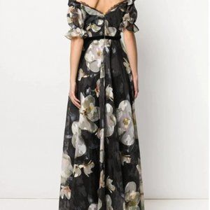 Marchesa Floral off shoulder gown, NWT, new with tags, metallic accents size 0